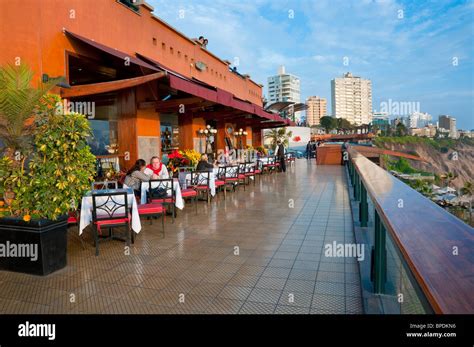 The seaside Larcomar Shopping Mall in Miraflores, Lima, Peru, South ...