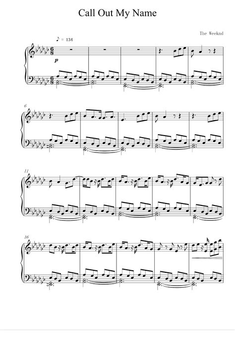 Call Out My Name (arr. The Weeknd) Sheet Music | The Weeknd | Piano Solo