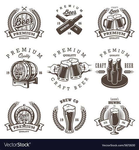 Set of vintage beer brewery emblems, labels, logos, badges and designed ...