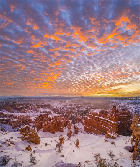 Winter Snow Thor's Hammer Sunrise at Sunset Point Brilliant Orange Red ...