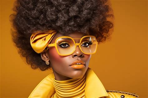 Premium Photo | A woman with a yellow outfit and glasses