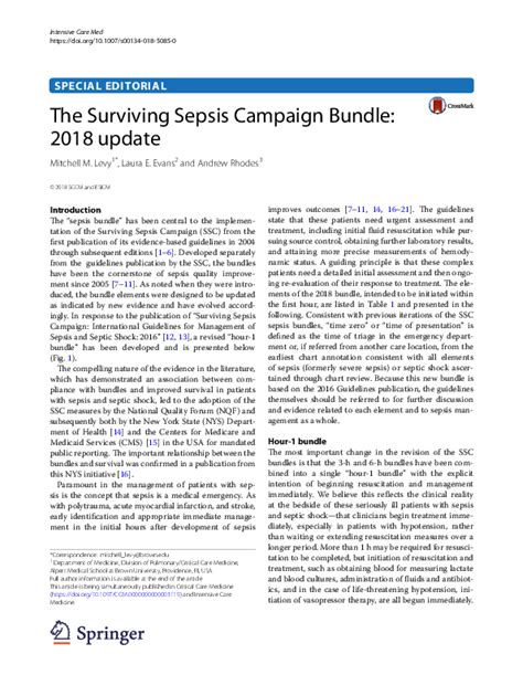 (PDF) The Surviving Sepsis Campaign Bundle: 2018 update | William ...