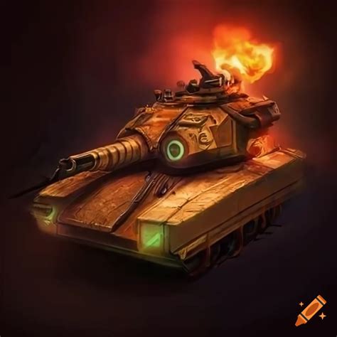 Futuristic tank engulfed in flames on Craiyon