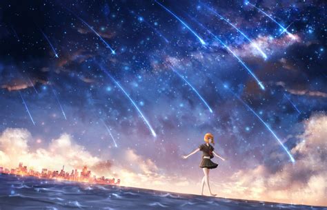 Anime 3300x2130 anime anime girls starry night | Anime girl, Space ...