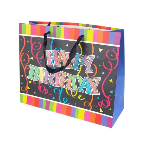 Glittered Happy Birthday Streamers Paper Gift Bags, 10-Inch - Walmart.com