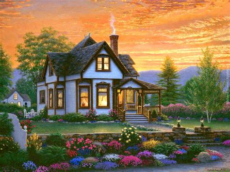 Cottage in the Sunset Papel de Parede and Planos de Fundo | 1600x1200 ...