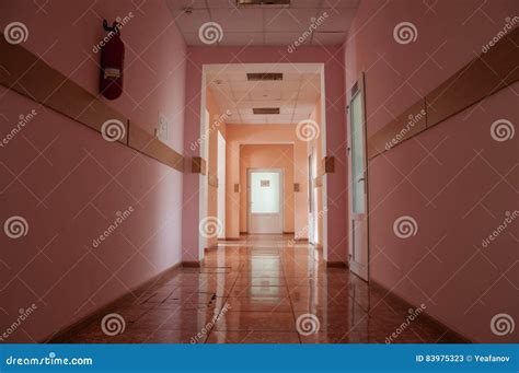 Hallway in a Hospital at Warm Colors Stock Image - Image of intensive ...