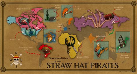 Nationalities of the Straw Hat Pirates Map : r/OnePiece