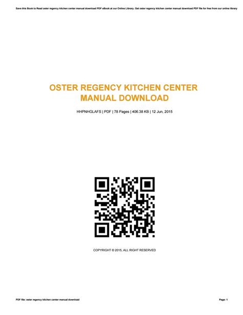 Oster regency kitchen center manual download by SibylRoth1442 - Issuu