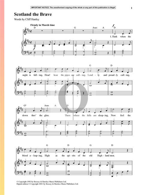 Scotland The Brave (Anonymous) Piano Sheet Music - OKTAV