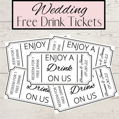 Modern Wedding Drink Ticket Template Minimal Wedding Drink Voucher ...