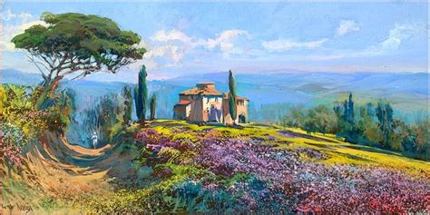 Bloomed Italian Landscape Tuscany N3 Painting by Giuseppe Landi