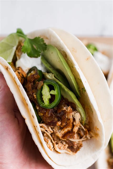 Slow Cooker Spicy Chicken Tacos - 3 Scoops of Sugar