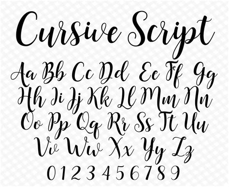 Different Cursive Fonts Alphabet