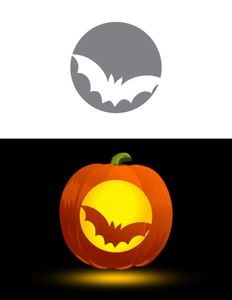 Printable Bat and Moon Pumpkin Stencil