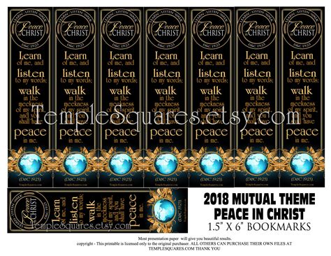 Printable Peace in Christ Bookmarks YM YW 2018 Mutual Theme D&C 19:23 ...