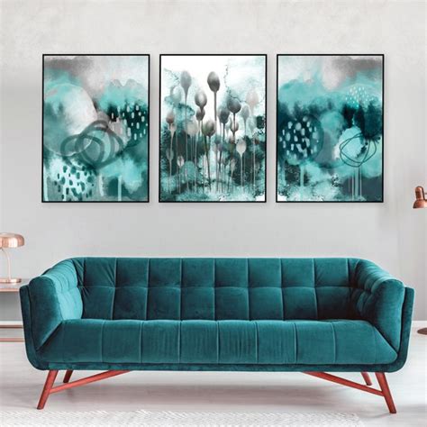 Teal Abstract Art - Etsy