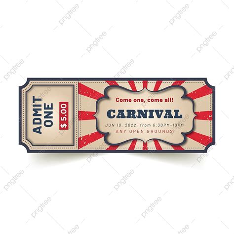 Carnival Ticket Red And Cream Creative Illustration Template Download ...