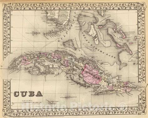 Historic Map : 1880 Cuba. - Vintage Wall Art - Historic Pictoric