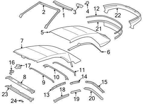 Toyota Solara Convertible Top Seal. FROM 02/2004, center - 6238306010 ...