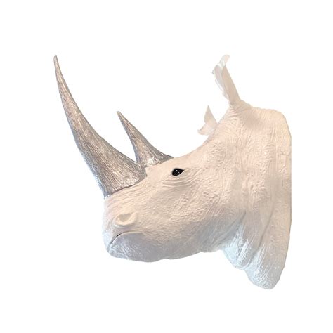 White Rhino Head Sculpture | Chairish