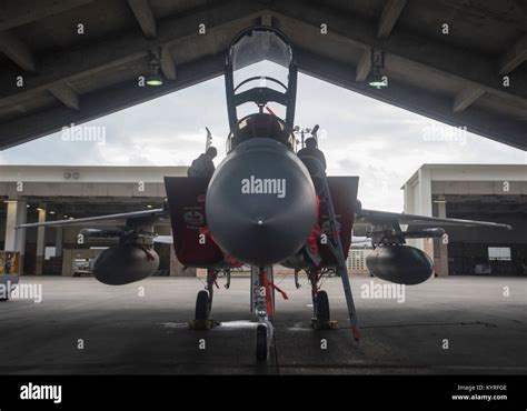 U.S. Air Force Airmen from the 67th Fighter Squadron check and install ...