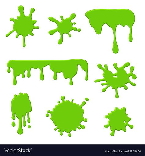 Green slime goo spooky dripping liquid blots Vector Image