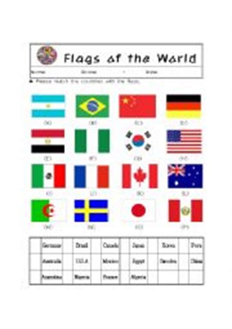 flags matching worksheet - ESL worksheet by flyhigh869