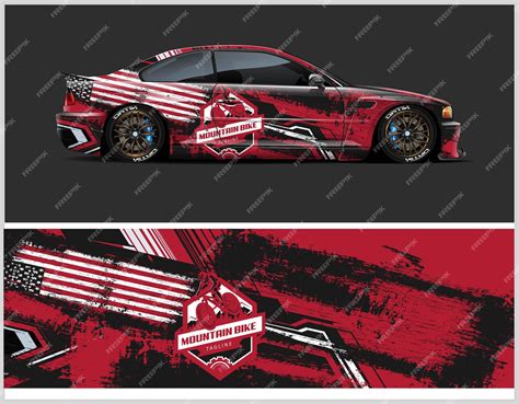 Premium Vector | Sports car wrapping decal with american flag design