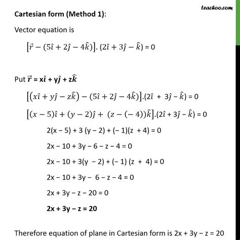 Example 17 - Find vector cartesian equations of plane passing - Exampl