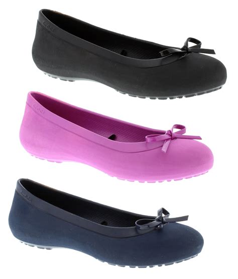 Crocs Mammoth Bow Flat Ballerina Womens Pumps Shoes Slip On Ballet ...