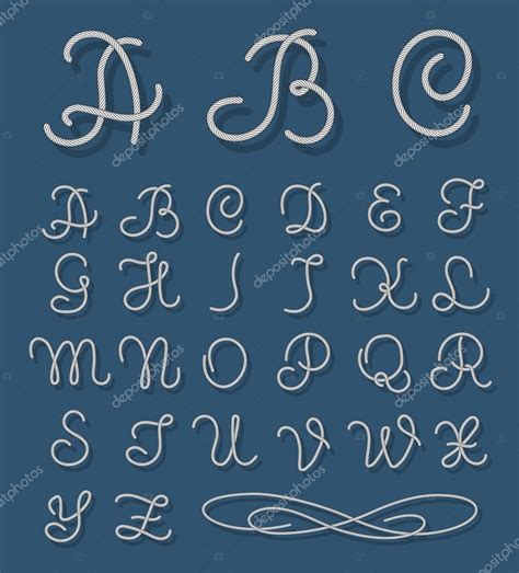 Nautical alphabet font | Vector rope font. Nautical alphabet ropes hand ...