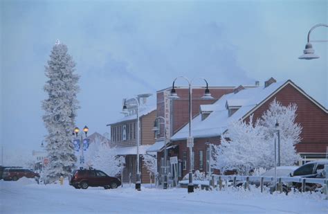 Winter in downtown Whitehorse, Yukon: Front Street