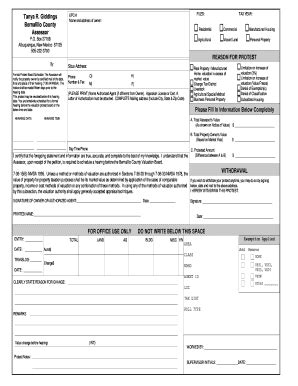 Fillable Online bernco bernalillo county assessor protest form Fax ...