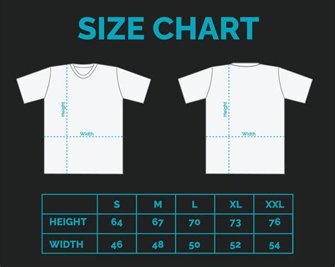 Size chart for t shirt template 9191082 Vector Art at Vecteezy