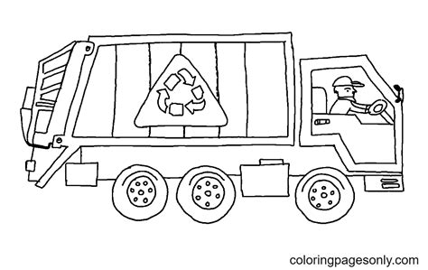 Recycling Truck Coloring Page - Free Printable Coloring Pages