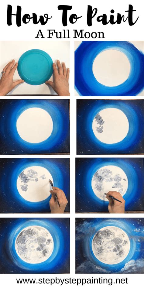 How To Paint A Moon - Step By Step Beginner Acrylic Tutorial | Moon ...