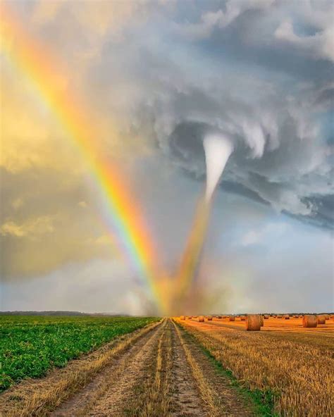 What happens when a tornado meets a rainbow : r/pics