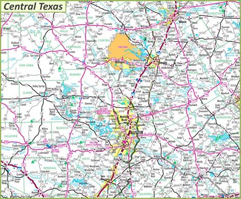 Map of Central Texas - Ontheworldmap.com