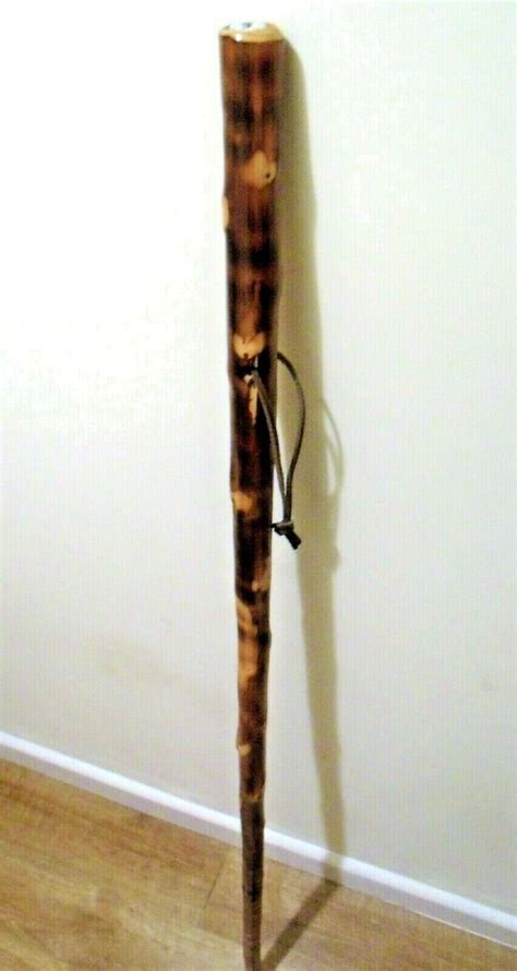 Flamed Hiking Walking Stick With Compass At The Top Solid | Etsy