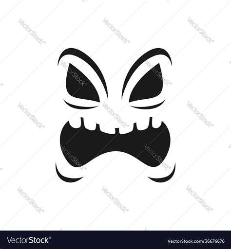 Creepy face icon scary yelling evil emoji Vector Image