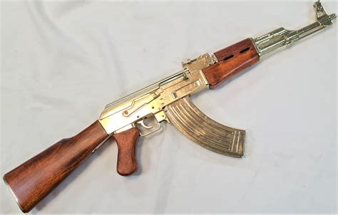 Non Firing Russian AK47 Gold Finish Assault Rifle Gun Prop Replica in ...