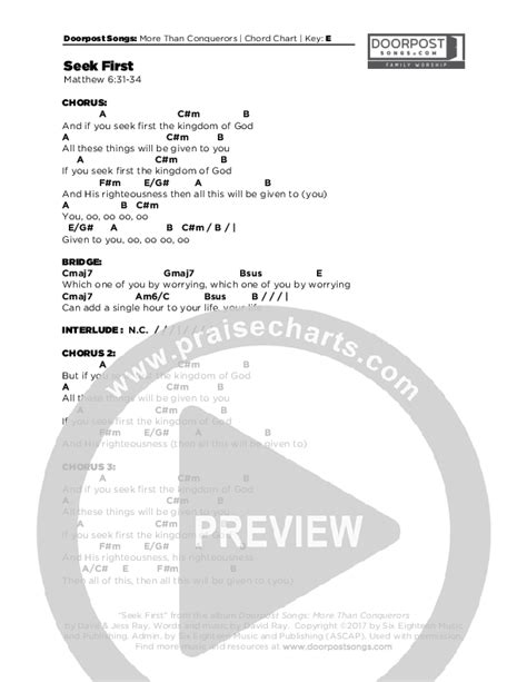 Seek First Chords PDF (Doorpost Songs / Dave and Jess Ray) - PraiseCharts