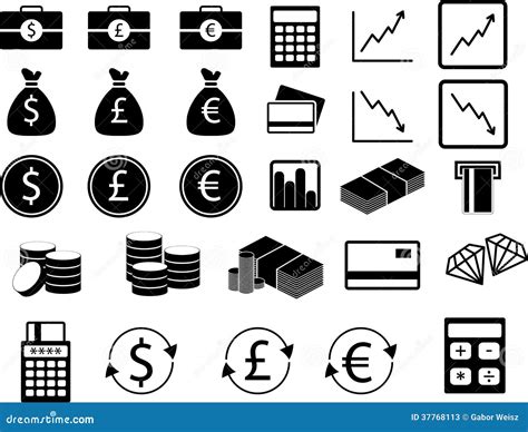 Set of financial icons stock vector. Illustration of currency - 37768113