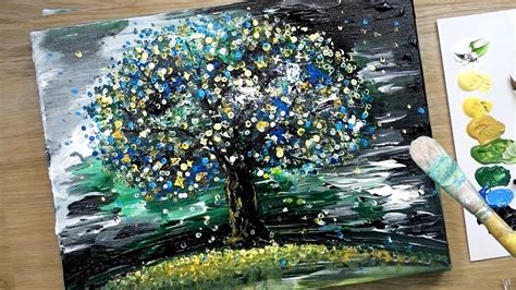 Easy Abstract Painting Technique for Beginners -'Tree in Darkness ...