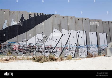 Graffiti covered Israeli security wall, Bethlehem, Palestine Stock ...