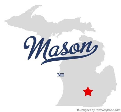 Map of Mason, Ingham County, MI, Michigan