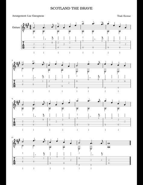 Scotland the brave (with tab) sheet music for Guitar download free in ...