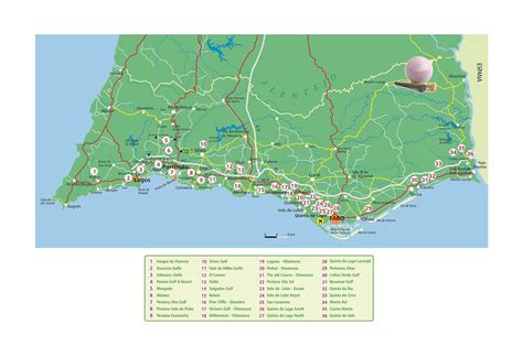 Detailed golf map of Algarve | Algarve | Portugal | Europe | Mapsland ...