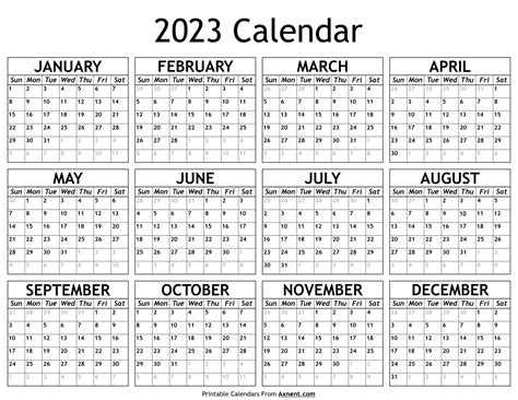 Printable 2023 Calendar - Time Management Tools By Axnent